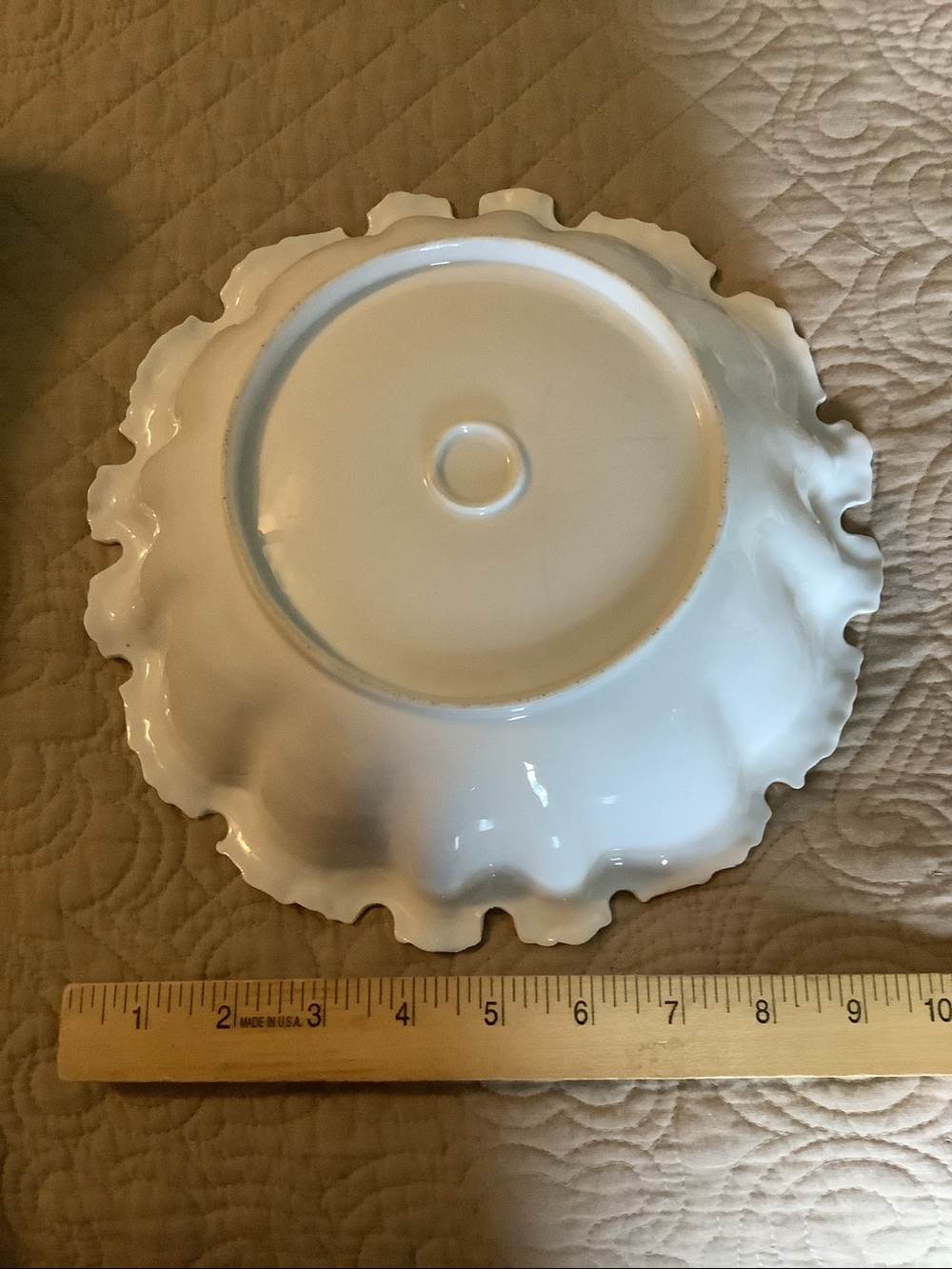 RS Prussia Hand-Painted Floral Porcelain Bowl in Green and Yellow with Gold Trim - Picture 4 of 7